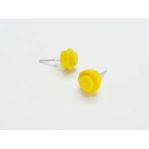  Yellow Upcycled LEGO Round Stud Earrings Jewelry