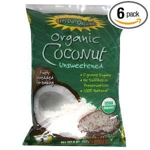 Lets Do Organic Coconut Shredded, Unsweetened, 8 Ounce (Pack of 6)