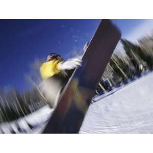 Blurred Action of Snowboarder, Aspen, Colorado, USA Photographic 