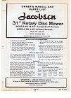 JACOBSEN OWNERS MANUAL & PARTS LIST 31 ROTARY LAWN MOWER MODEL JR 