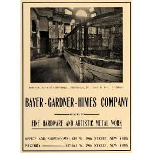 1902 Ad Bayer Gardner Himes Pittsburgh Bank Interior George Post 