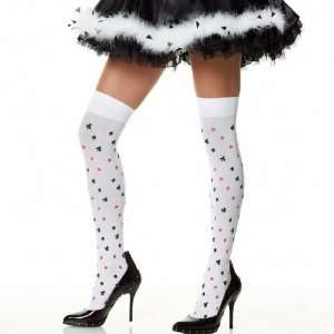   Casino Nights Thigh Highs / White   Size One   Size 