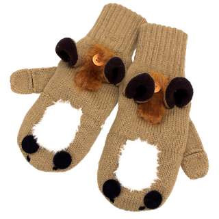 Knitted Fun 3D Animal Soft Mittens Gloves Orange Bengal  