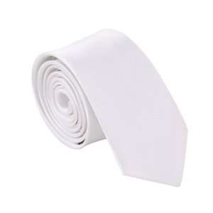  Polyester Narrow Neck Tie Skinny Solid White Thin Necktie 