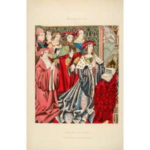  1858 Lithograph King Henry VI Court Costume Tapestry 