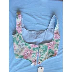  Reversable Blue Cordoroy and Flower Patterned Cloth Underbust Bodice 
