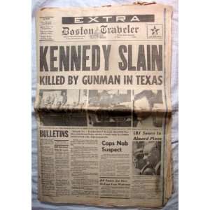   Extra Kennedy Slain, Nov. 22, 1963 Newspaper Boston Traveler Books