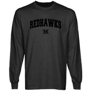 Miami University RedHawks Charcoal Logo Arch Long Sleeve T shirt 