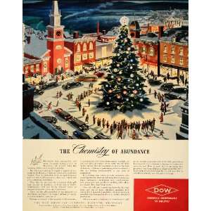 1939 Ad Dow Chemical Christmas Tree Snowy Town Midland 