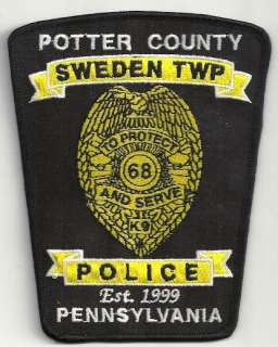 Sweden Township Police Potter County Pennsylvania patch  