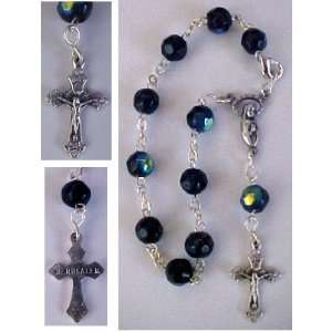 Handmade Holy Land Black Rosary Bracelet Spiritual Religious Womens 