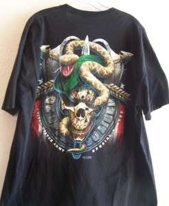 United States Army Special Forces Black T Shirt Snake Sword Skull 2X 