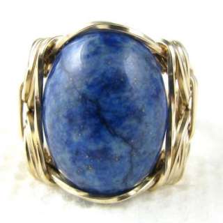 Ultramarine Lapis Lazuli Gemstone Ring 14K Rolled Gold Custom Jewelry 