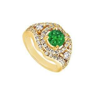  Emerald and Diamond Engagement Ring : 14K Yellow Gold   1 