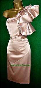   Natural Champagne Pale Pink Sculptural Frill Dress Uk 10 or 14  