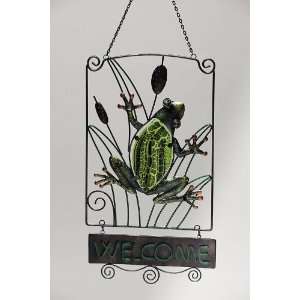  Metal and Glass hanging sign, Frog Patio, Lawn & Garden