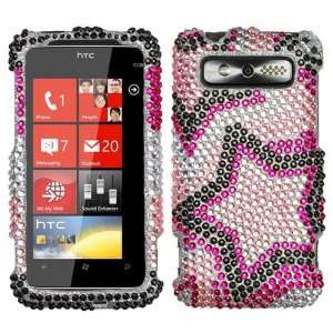  Twin Stars Diamante Protector Faceplate Cover For HTC 