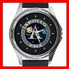 NASA Saturn Black Silver Leather Watch