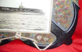 SUPERB SAILOR FOLK ART FRAMED PHOTO of USS RANGER CV 4  