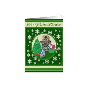  Santa & Russian Blue Merry Christmas Card Card: Health 