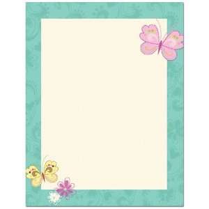    Butterflies & Flowers Letterhead & Flyer Paper