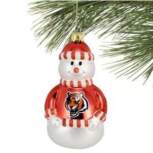  Cincinnati Bengals Blown Glass Snowman Ornament Sports 