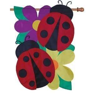  28in House Flag   Floral Ladybugs Patio, Lawn & Garden