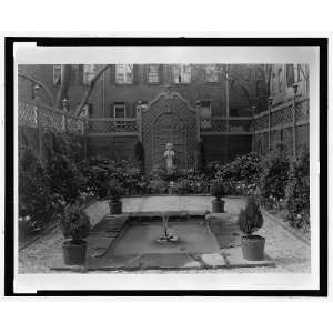   Backyard garden,pool,fountain,sculpture,Pan,NY,c1915