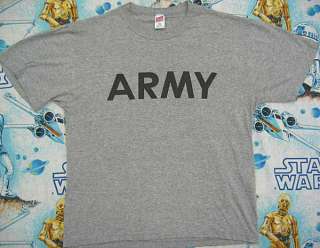 vintage US ARMY 80s Gray Rayon Workout t shirt L gym soffe  