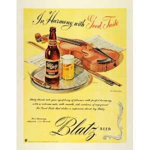  1945 Ad Blatz Beer Milwaukee Wisconsin Brewery Violin 