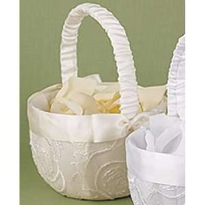  Beautiful Swirls Ivory Flower Girl Basket 