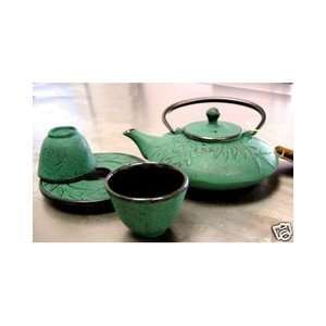   Cast Iron Tea Set Tetsubin Green Bamboo TS9/06G
