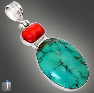 SPARKLING BLUE TURQUOISE OVAL CORAL 925 STERLING SILVER ARTISAN 
