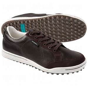 SAVE ASHWORTH MENS CARDIFF SPIKELESS GOLF SHOES CHOCOLATE WHT NEW IN 