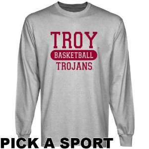  Troy University Trojans Ash Custom Sport Long Sleeve T 
