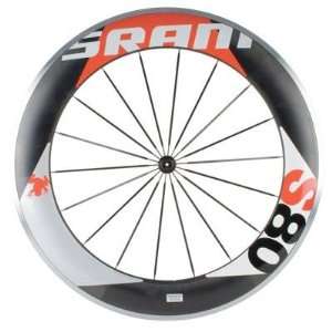 SRAM 2012 S80 Carbon Clincher Road Bicycle Wheel   Red Decals   Front 