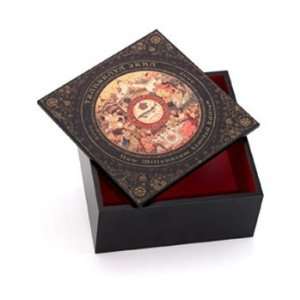 Russian Hand Painted Wooden Caviar Gift Box   22x22 cm size.  