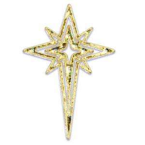48 Halographic Gold Sparkle STAR of Bethlehem Plastic Cupcake Picks 