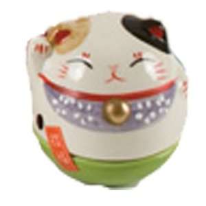  Maneki Neko Lucky Cat Porcelain Wobble, Green Everything 