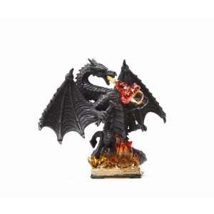  Small Flaming Dragon On Book Of Fire Resin Figurine