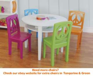 Childrens PEACE White GAME Table & 2 bright chairs NIB  