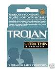 FOR 1 TROJAN ULTRA THIN LUBRICATED CONDOMS BOX OF 3