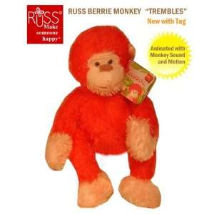  Russ Berrie 15 Red Monkey Trembles with motion and 