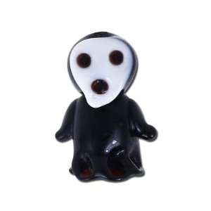  19mm White Mask Trick or Treater Glass Lampwork Beads 