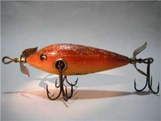 Antique Heddons Wood DOWAGIAC FISHING LURE Glass Eye  