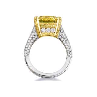 27ct Fancy Yellow Radiant Vintage Diamond Ring   GIA  