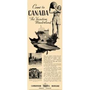  1936 Ad Ottawa Canada Tourism Travel Bureau Amenities 