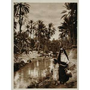  1924 Woman Child Jug Tozeur Oasis Tunisia Photogravure 