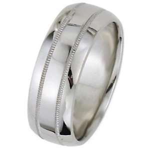    Dome Park Avenue Wedding Bands in 14k White Gold (8mm): Jewelry