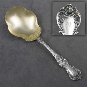  Floral by Wallace, Silverplate Berry Spoon, Gilt Bowl 